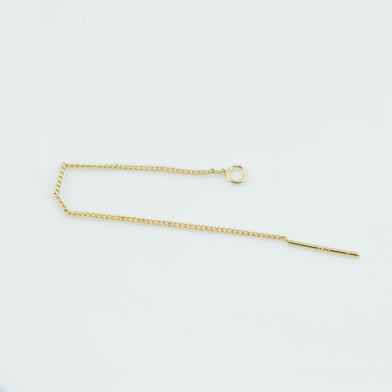 925钢印耳针铜镀真金保色盒子链耳线 18K耳环链 烧焊扁链耳饰配件详情10