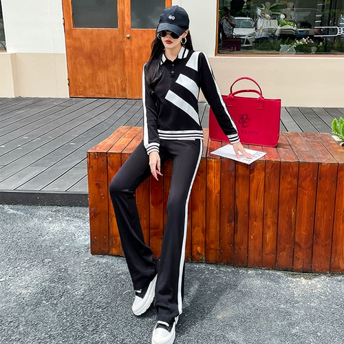 Тонкий спортивный костюм, приталенные штаны-клёш, комплект для отдыха, 2025 года, для бега