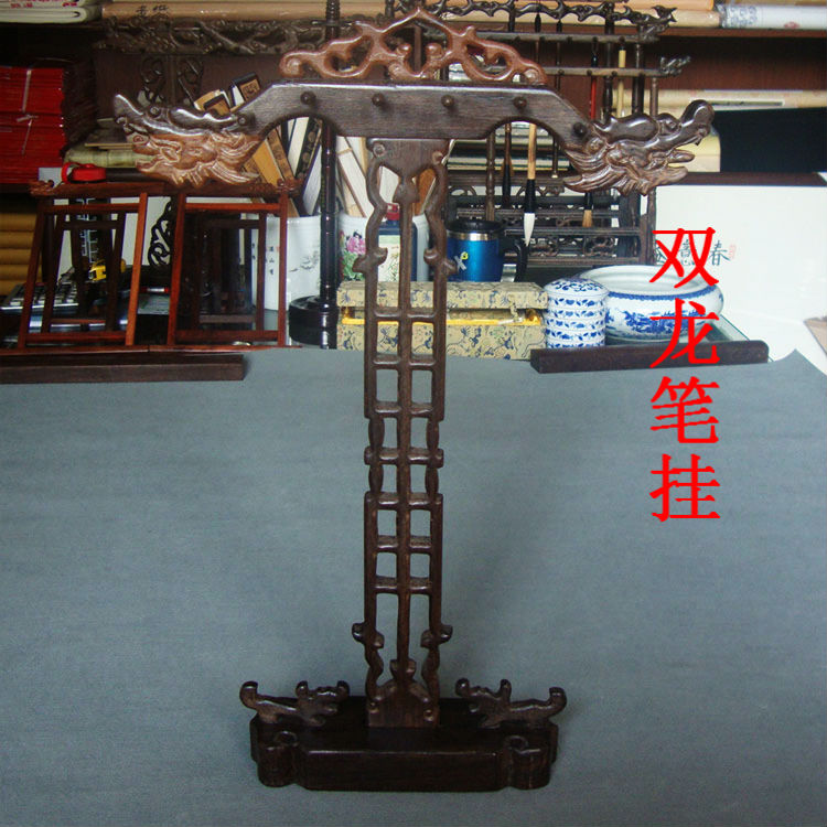 Four Treasures of the Study Pen Holder Mahogany Pen Holder Authentic Chicken Wing Wood Longevity Dragon Brush Hanging Four Dragon Pen Holder 12 Needles