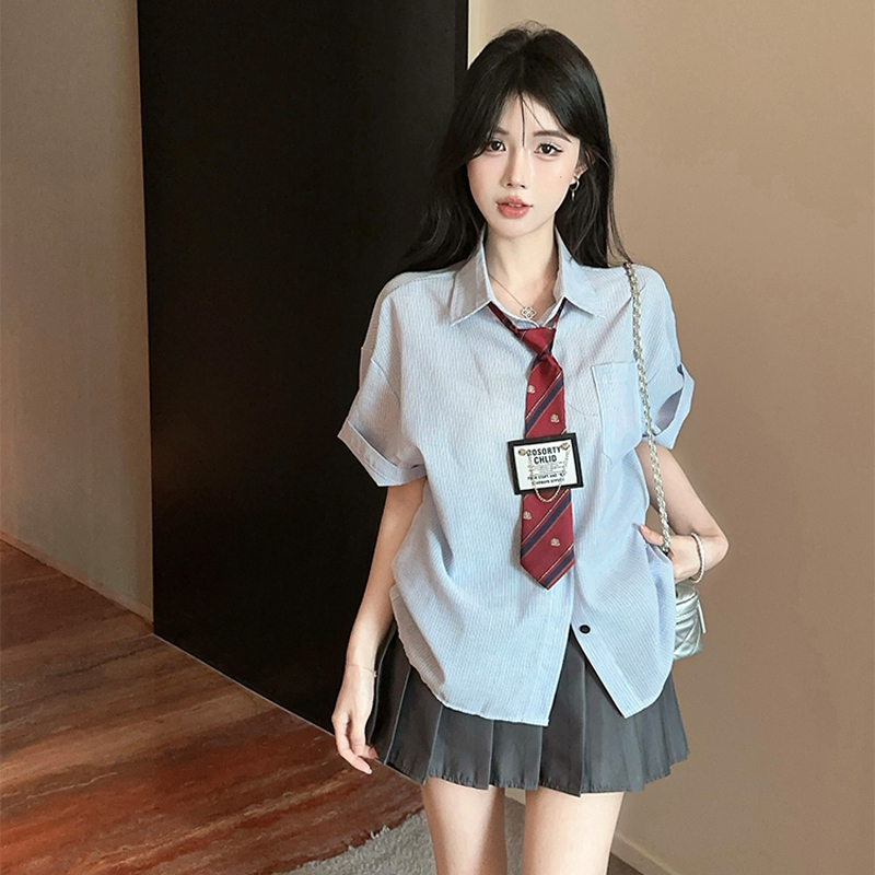 Korean Style College Uniform Jk Uniform Loose Shirt Pleated Skirt Fashion Suit Ktv Billiards E-Sports Internet Cafe Work Clothes