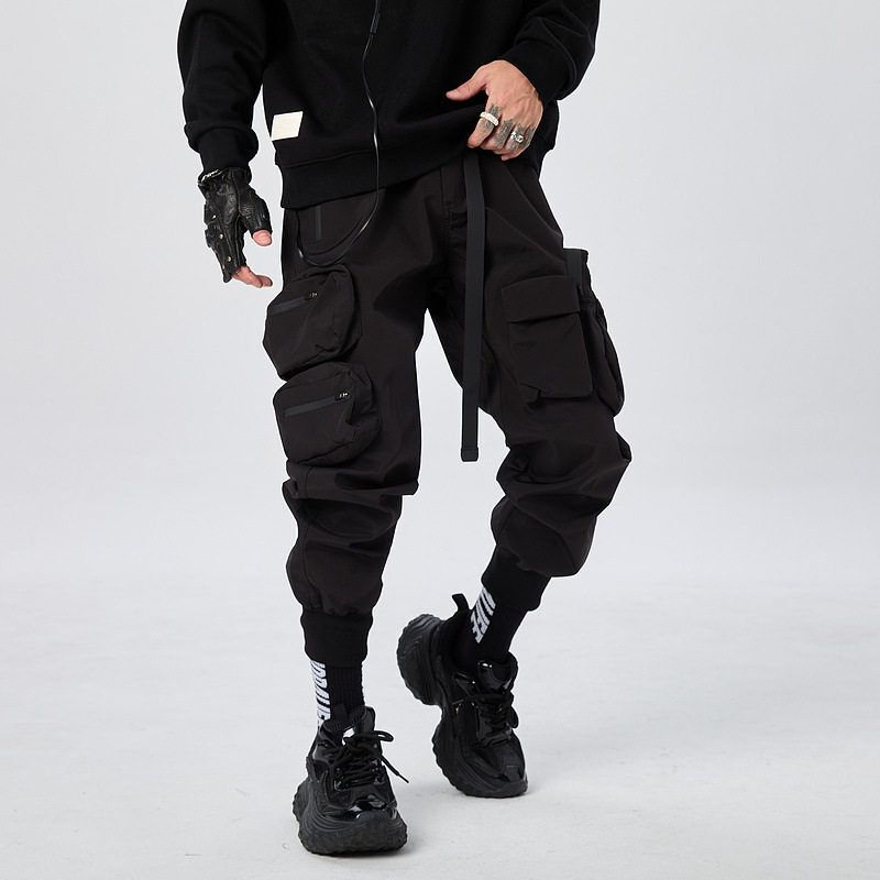 American-Style Large Pocket Functional Cargo Pants for Men, Casual Wide-Leg Spring and Autumn ins Trendy Brand Jogger Fashion Black Outdoor Pants American-Style Large Pocket Functional Cargo Pants for Men, Casual Wide-Leg Spring and Autumn ins Trendy Brand Jogger Fashion Black Outdoor Pants