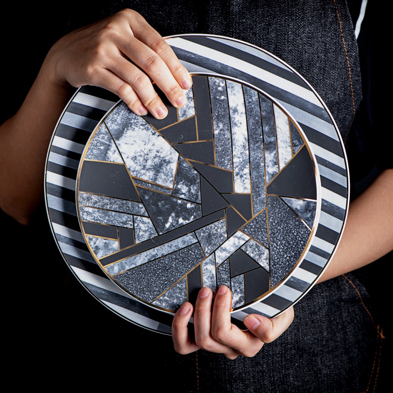 What western food dish dish dish home steamed fish dish western - style food tableware steak dishes creative European ceramic breakfast tray