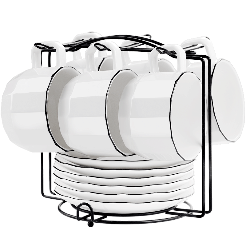 Afternoon tea coffee cup contracted cup suit with a complete set of ceramic small spoon home European white coffee cup