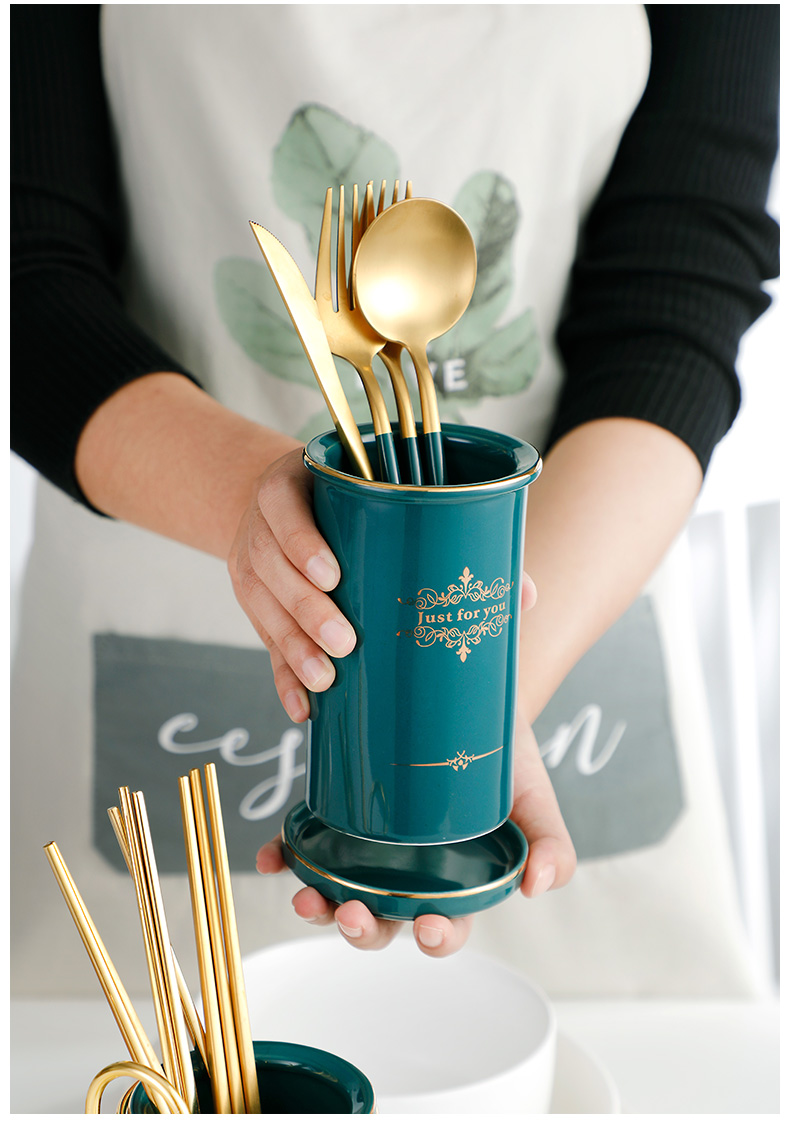 Ceramic chopsticks cage shelf household utensils receive a box of multi - functional kitchen from'm chopsticks spoon the receive tube of waterlogging under caused by excessive rainfall