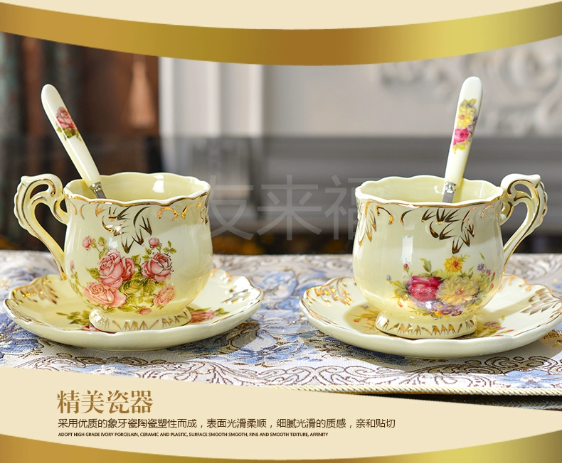 Châu âu cốc cà phê đặt Hộ Gia Đình chén gốm Tiếng Anh tea set cốc cà phê và chiếc đĩa trà Buổi Chiều cup với muỗng món ăn dụng cụ pha cà phê