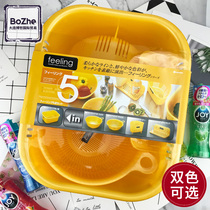 Japan imports inomata Kitchen Wash vegetable water fruit basket Draining Rack Fruits and vegetables Washing containing basket 5 pieces