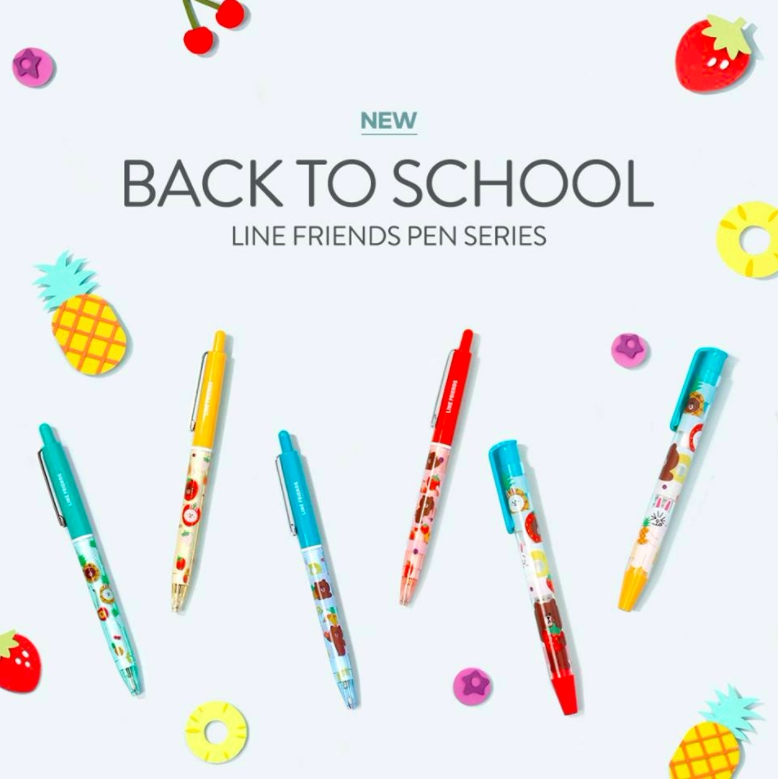 Spot Japanese line friends limited summer fruit ball pen automatic pencil rubber suit