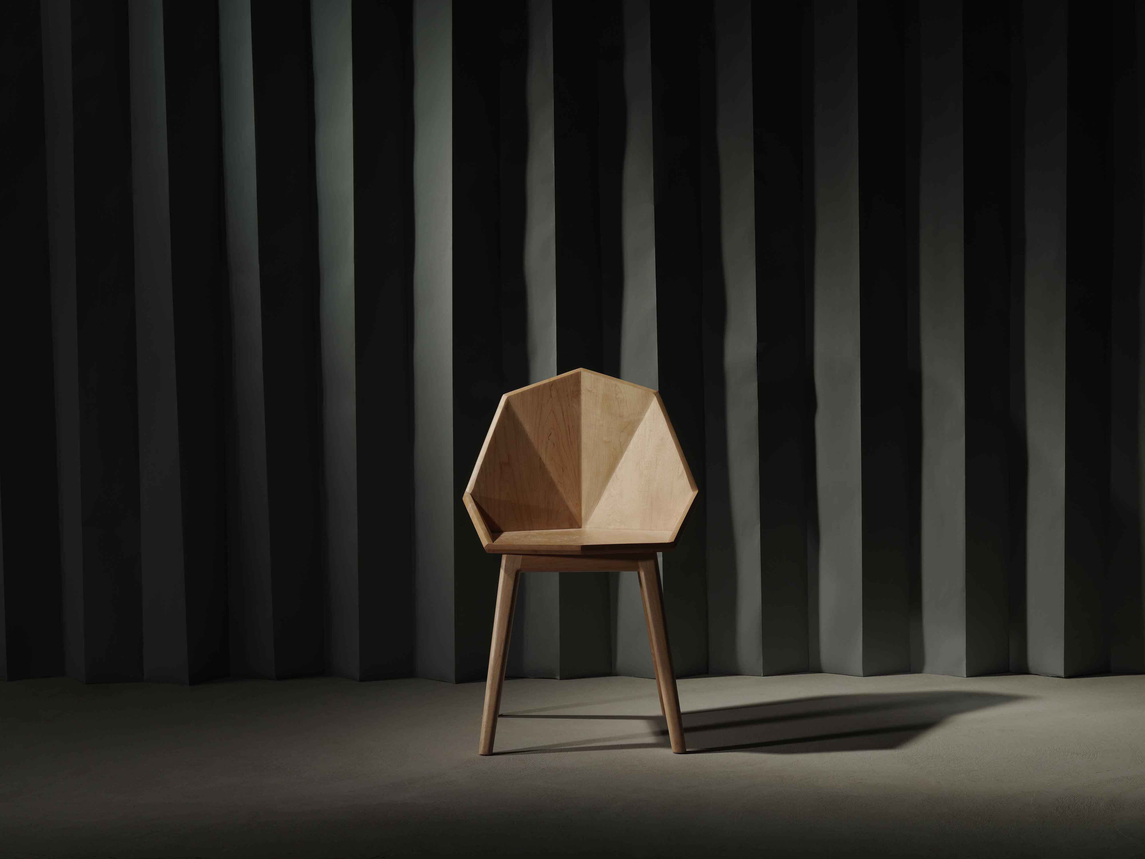 Yike Solid Wood Furniture Origami Chair Black Walnut Hard Maple Original Simple Design Dining Chair Stool Wood Wax Oil