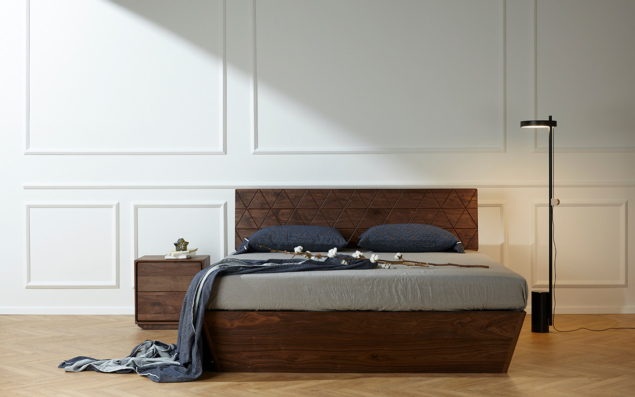 Yi carved solid wood origami box bed black walnut cherry hard maple storage