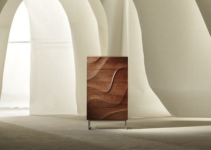 Yi carved solid wood furniture Mirror Lake LAKE chest of drawers black walnut hard maple white oak simple design chest of drawers wood wax oil