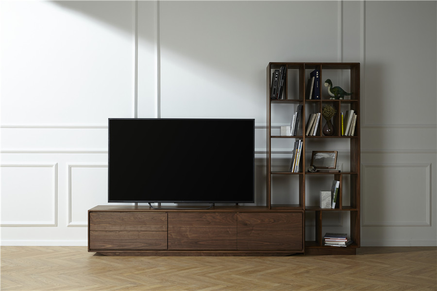 Yike solid wood furniture Puff Dragon audio-visual cabinet TV cabinet simple design black walnut wax oil