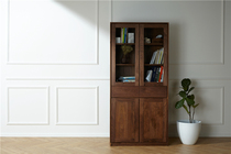 Yike solid wood furniture 2016 display cabinet simple original design black walnut hard maple bookcase wood wax oil