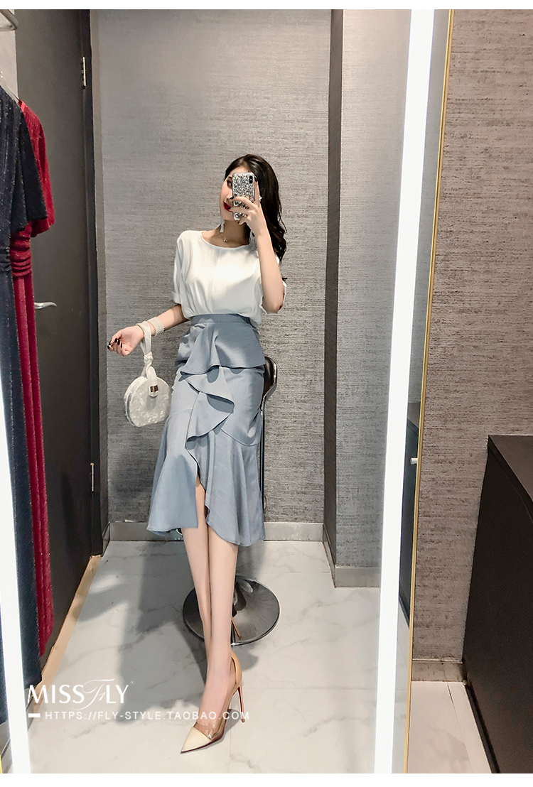 MISS FLY eo cao phần dài váy xù bất thường nữ mùa hè 2019 phiên bản Hàn Quốc hoang dã mới - Váy chân váy ngắn