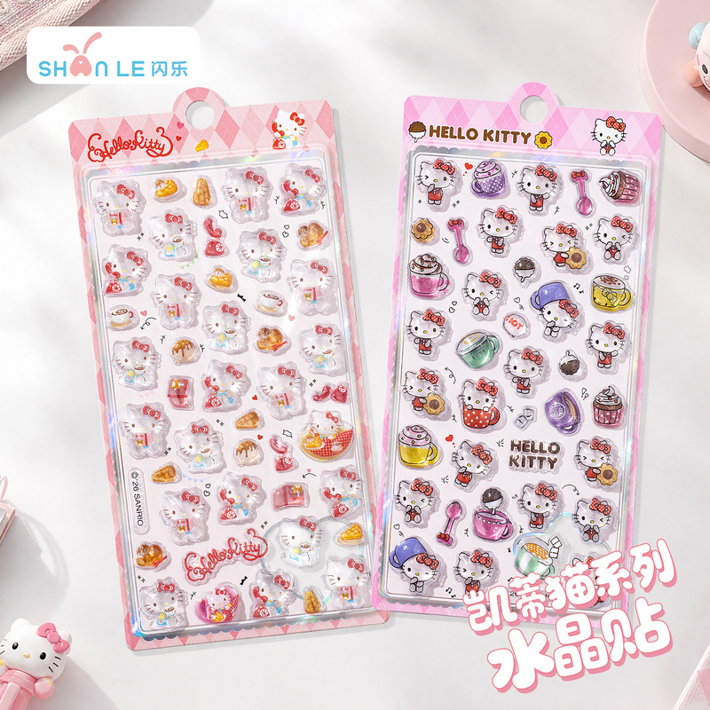 Shinle 3D Stereo Relief Stickers Cartoon Hello Kitty Girly Heart Guka Decoration Girl Reward Stickers