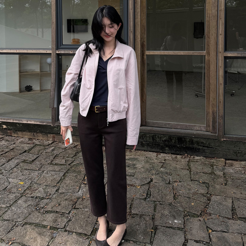 Aetherll Solid Color Lapel Zipper Jacket for Women, Autumn and Winter Korean Style Loose Casual Short Versatile Slimming Jacket Aetherll Solid Color Lapel Zipper Jacket for Women, Autumn and Winter Korean Style Loose Casual Short Versatile Slimming Jacket
