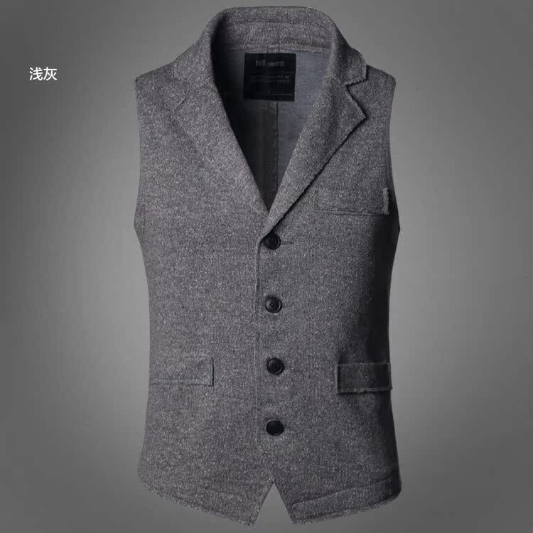 Mùa xuân composite vải hỗn hợp màu dệt kim nam cổ điển thô cạnh casual vest nam vest vest triều M92