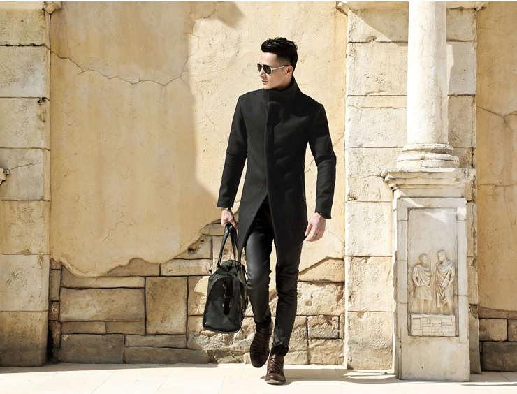 Quần áo mùa đông đặc biệt Phong cách Anh Áo len dài Phần lông cừu mỏng Áo len mỏng F191 áo khoác dạ nam