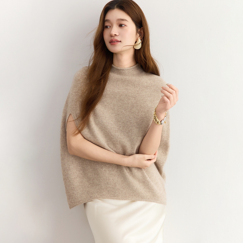 Old Money Style Cashmere Cape for Women, Half-High Collar Pullover, Sleeveless Sweater, Loose Fit, Slimming, Versatile Base Layer, Autumn and Winter Style Old Money Style Cashmere Cape for Women, Half-High Collar Pullover, Sleeveless Sweater, Loose Fit, Slimming, Versatile Base Layer, Autumn and Winter Style
