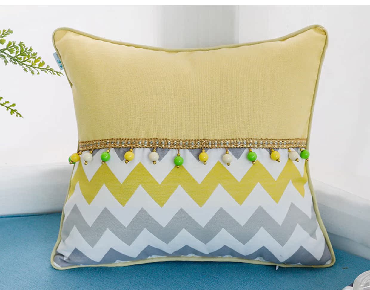 Sofa cotton Bắc Âu gối màu vàng chanh sọc gối không có lõi màu vàng mô hình phòng gối thắt lưng gối kê lưng văn phòng