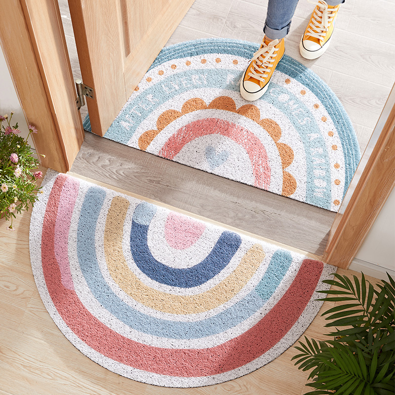 ins wind rainbow semicircular silk ring ground floor padded door nice wash door cushion in door footbed entrance doorway rug