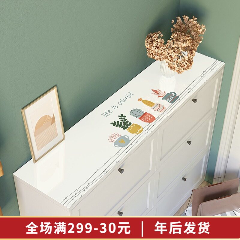 Shoe cabinet cushion table top waterproof oilproof washless tablecloth cover towel cover cloth PVC TV cabinet long strip soft glass table mat
