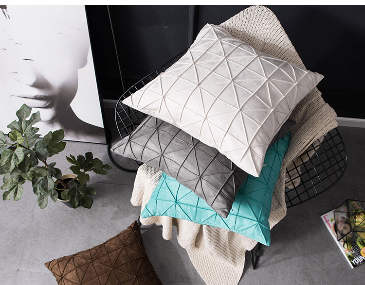 Mô hình màu rắn Bắc Âu phòng kẻ sọc nhung gối sofa gối 45x45 vuông không có lõi đệm - Trở lại đệm / Bolsters bộ chăn gối văn phòng hình thú