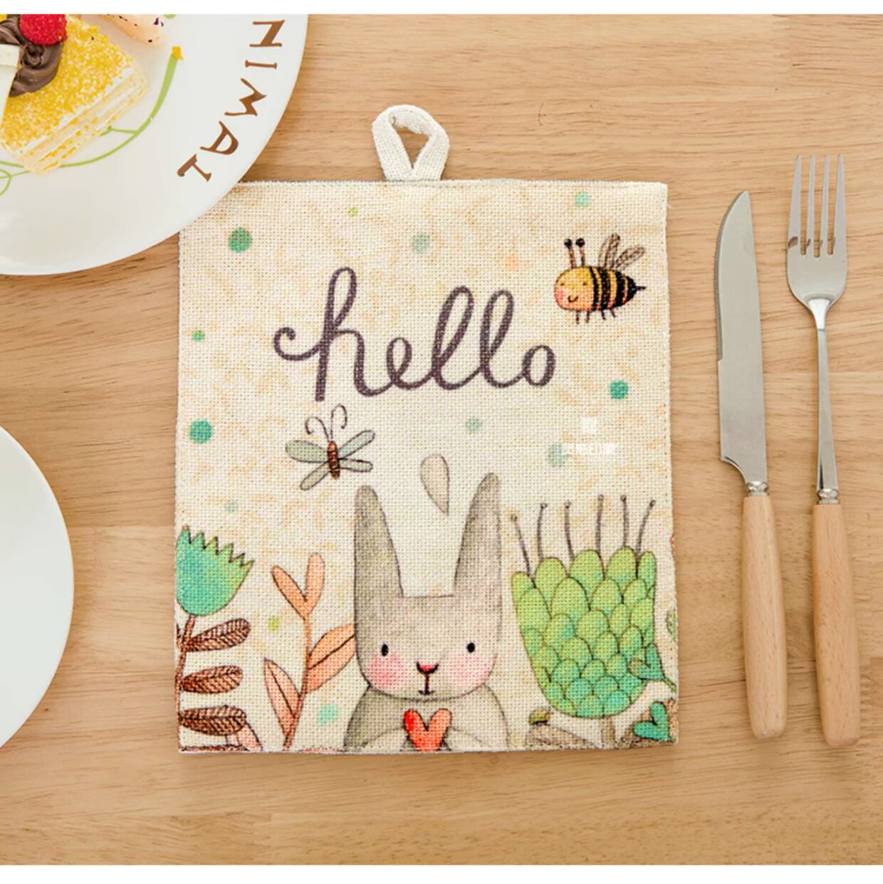 Dễ thương hoạt hình thỏ hình chữ nhật bàn mat vải cà phê bàn ​​cách nhiệt pad mat coaster nhỏ vải tươi khăn trải bàn ăn đẹp