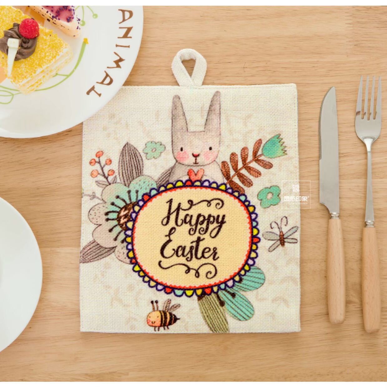 Dễ thương hoạt hình thỏ hình chữ nhật bàn mat vải cà phê bàn ​​cách nhiệt pad mat coaster nhỏ vải tươi khăn trải bàn ăn đẹp