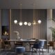 All-Copper Minimalist Restaurant Chandelier, Modern Simple Creative Dining Room Lamp, Nordic Light Luxury Tea Room Long Table Bar Lamp