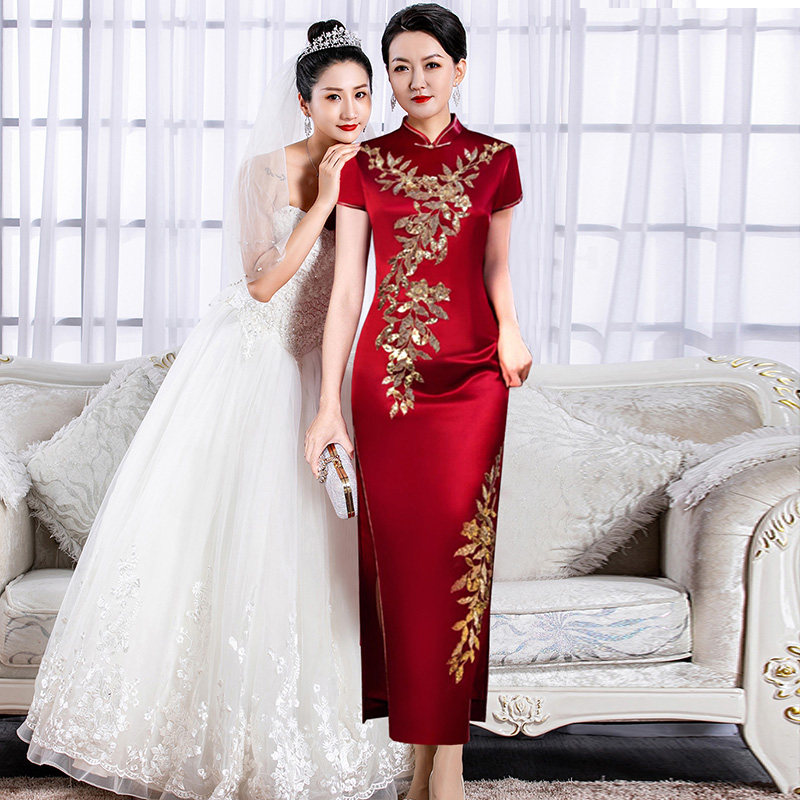 Китайское стильное новое высококачественное платье cheongsam от sense of mother 2026, новое летнее свадебное платье для счастливой свекрови, высококачественное платье для тостов