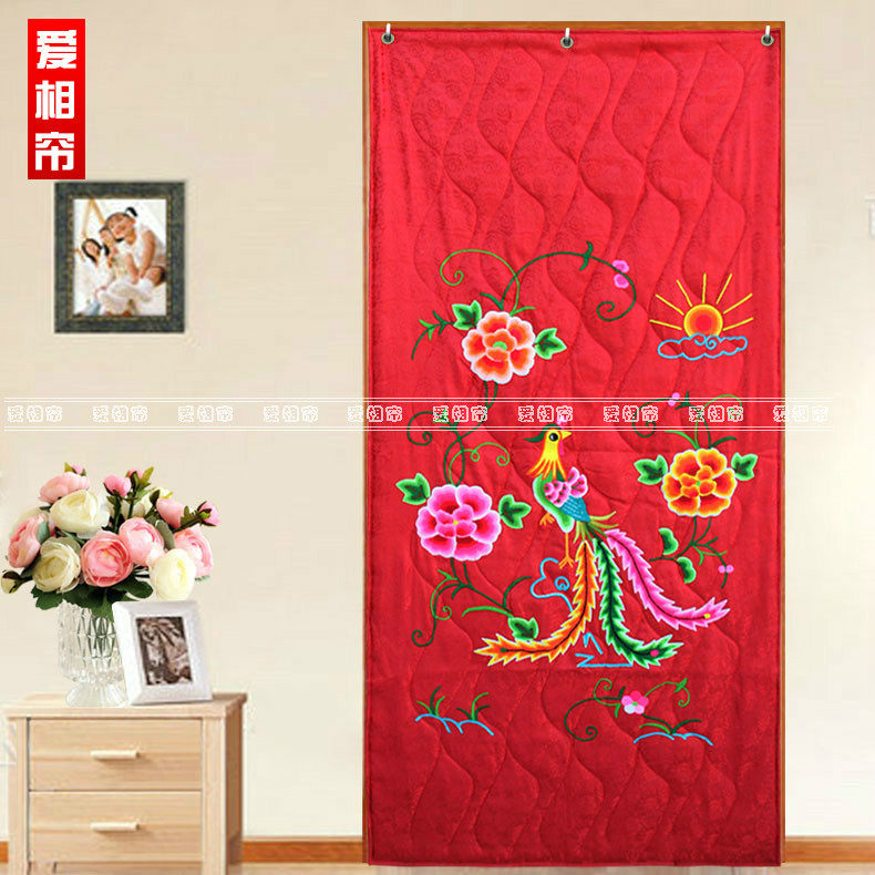 Winter wedding door blinds red cotton door blinds embroidered fabric with warm curtains indoor thickened curtain for home wind door blinds