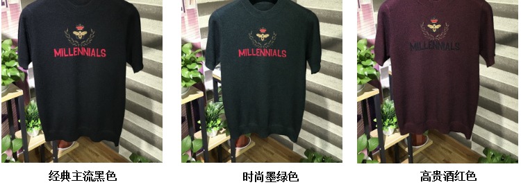 Xu hướng thời trang Áo len nam nửa tay áo sơ mi cashmere 2018 Thu đông ngắn tay áo len Áo len ấm áp áo thun nam