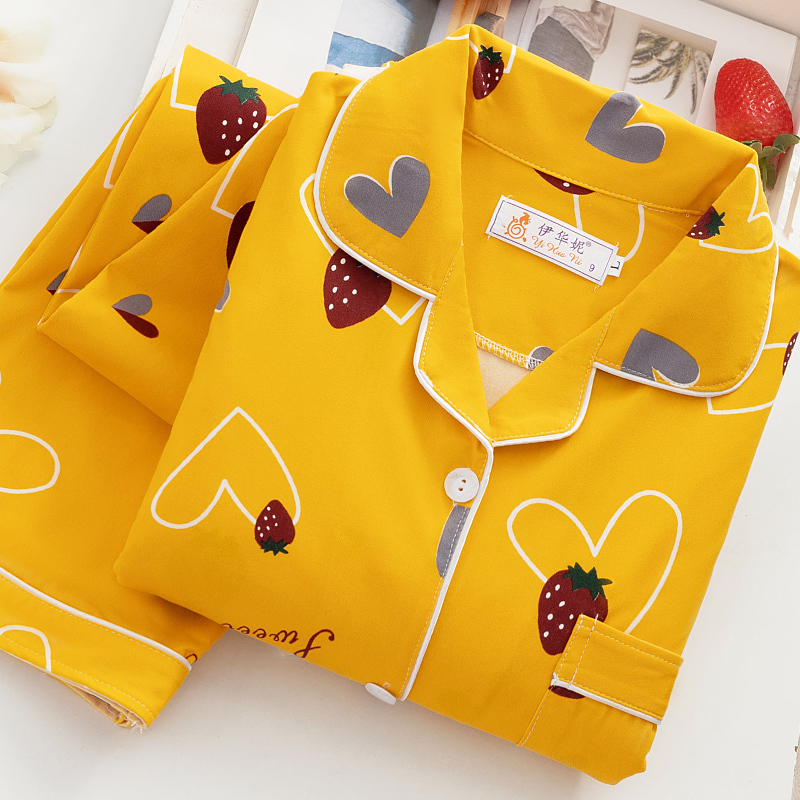 Long-Sleeved Long Pants Pajamas for Women, Spring and Autumn Style, Cardigan, Pure Cotton, Korean Style, Cute, All-Cotton, Cartoon, Summer Loungewear Set
