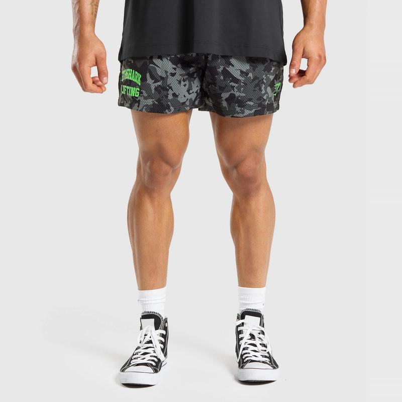 Authentic In-Stock Gymshark Club Printed Mesh 5" Shorts Mesh Sports Shorts