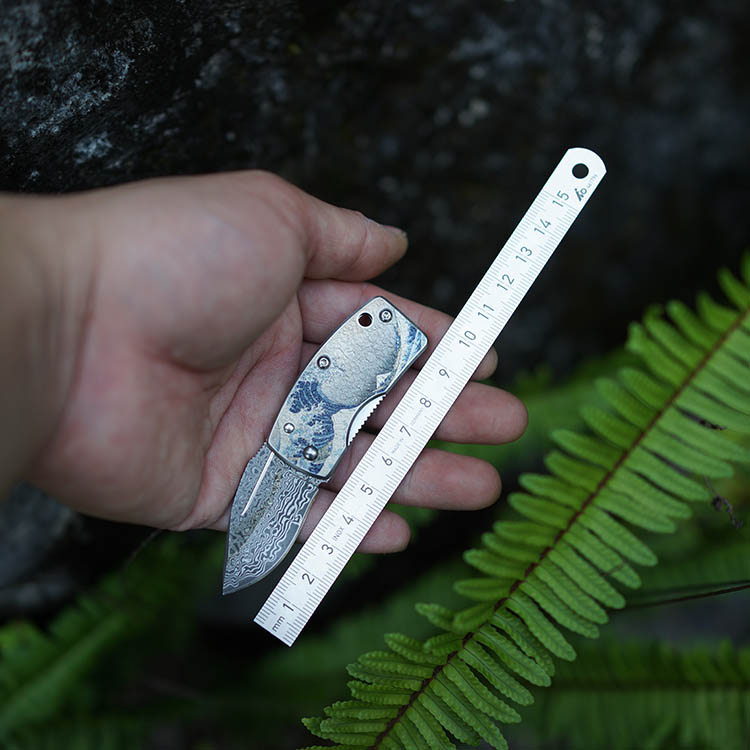 Japan's original imported gsakai floating painting Damascus money clip knife with a small knife edc gift-Taobao
