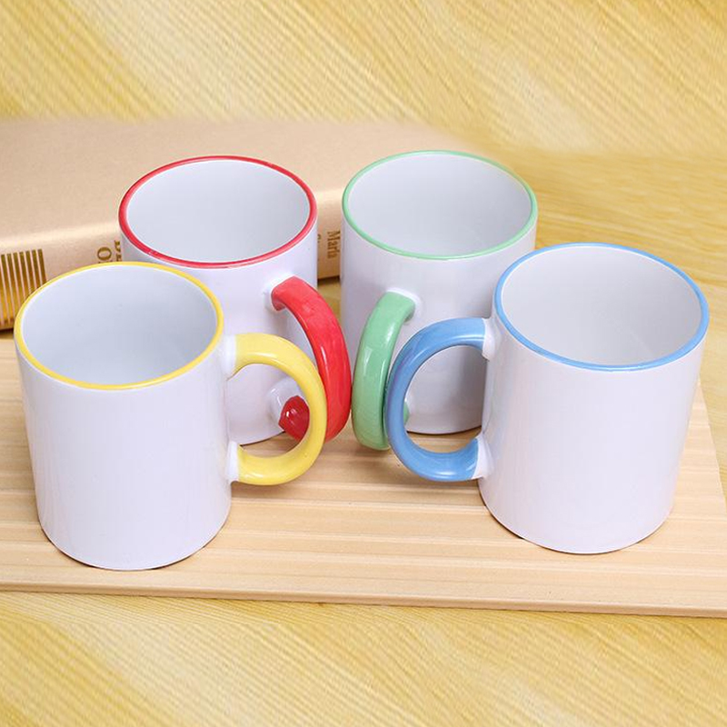 Thermal transfer mug customized LOGO advertising side color white cup ceramic mug personalized DIY photo lettering water cup