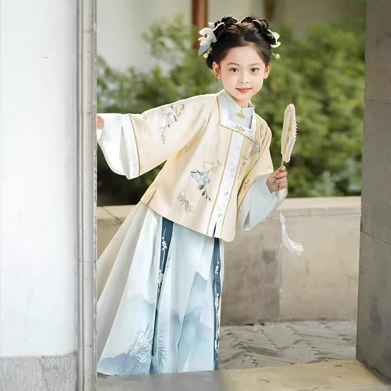 Girls' Hanfu 2026 Spring New Ming Dynasty Style Mamian Skirt Set Children's Ming Dynasty Style Ancient Costume Chinese Style Skirt