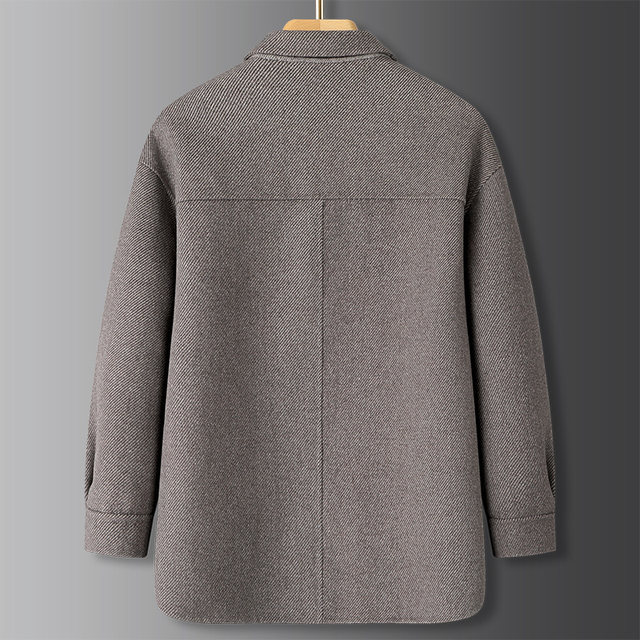 ເສື້ອຂົນສັດຂົນສັດທີ່ມີສອງດ້ານສໍາລັບຜູ້ຊາຍ ຂະຫນາດບວກຂະຫນາດ ເສື້ອຂົນສັດຂົນສັດສໍາລັບຜູ້ຊາຍທີ່ມີໄຂມັນວ່າງກາງ - ຍາວ woolen coat