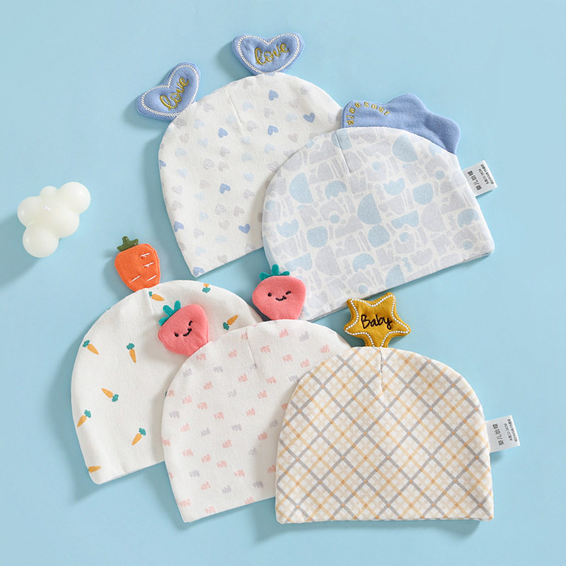 Newborn fetal hat spring and autumn pure cotton baby hat 0-3 months infant newborn baby halogen door hat autumn and winter