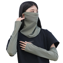 Two-piece summer ice silk sunscreen mask for men and women full face ear-hanging neck protector artifact sunshade driving sleeves new style