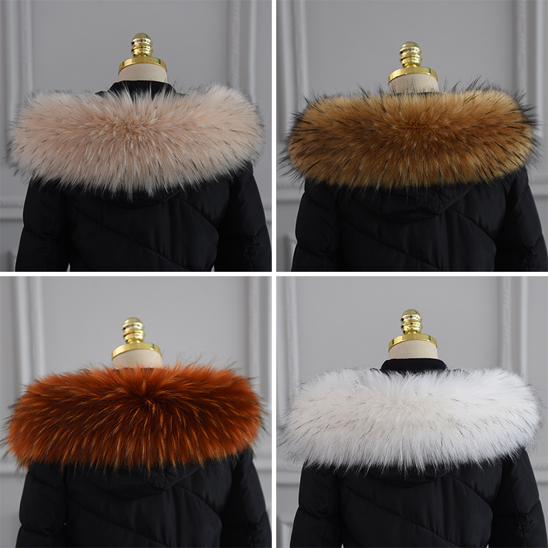 Down pie overcomes fur collar imitation raccoon fur oversized men and women universal all-match fur fox fur hats sold separately