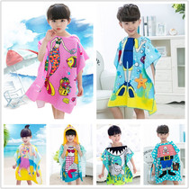 Cartoon children with a hat bath towel baby fiber cloak beach towel cloak bathrobe can wear bathing water quick drying