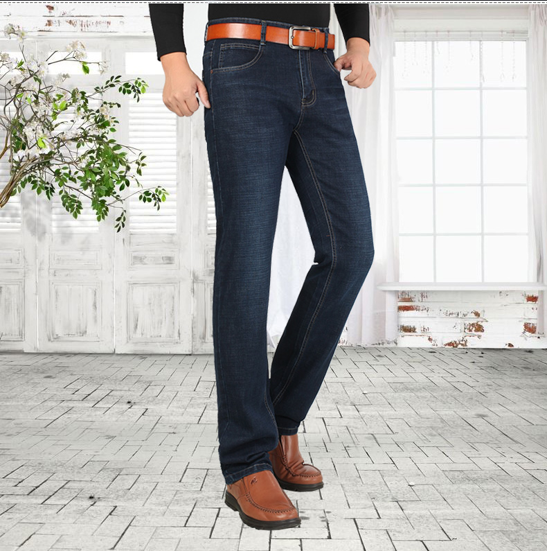 Mẫu mùa xuân cộng với quần jeans nam dài cạp cao phần cao eo rộng, quần dài co giãn thẳng dài 120cm quần jogger nam