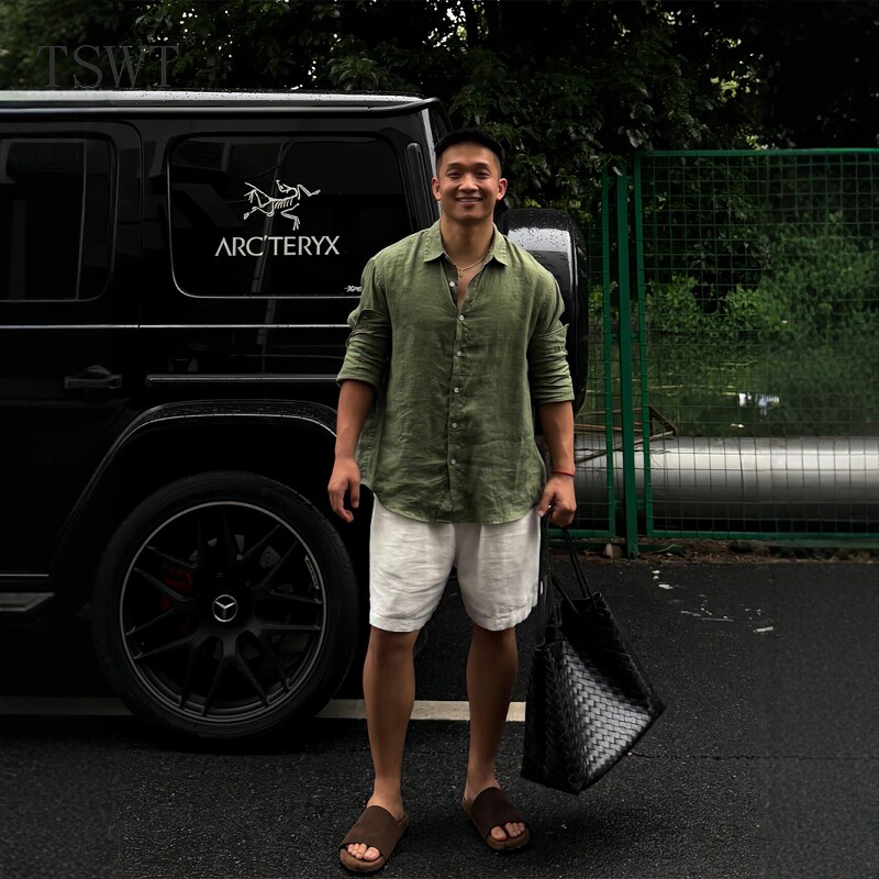High-End Green Relaxed Old-Money Style Suit for Men, Summer Linen Shirt, Loose Casual Breathable Shorts Set High-End Green Relaxed Old-Money Style Suit for Men, Summer Linen Shirt, Loose Casual Breathable Shorts Set