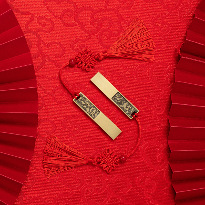 Taipower dragon and phoenix flash drive Chinese style metal gift custom logo school graduation wedding celebration U disk lettering gift box