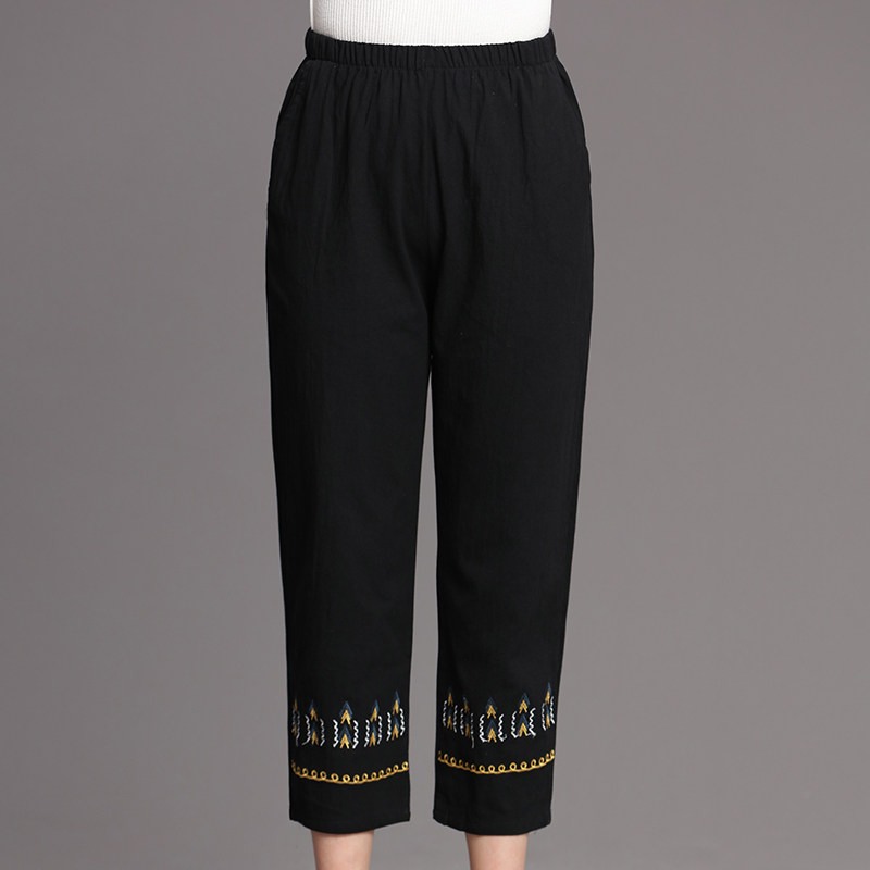 Elderly Pants Loose Mother Pants Spring Summer Middle Aged Women Clothes Summer Clothing 90% Pants Tightness Waist Grandma Pants Loose