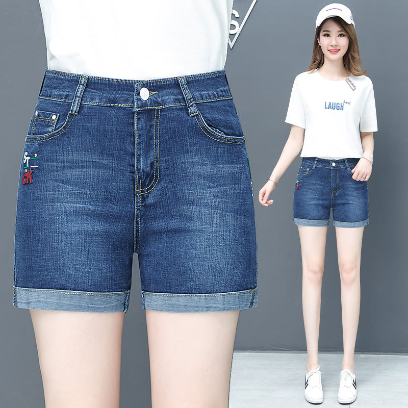 Middle-Aged Women's Denim Shorts 2026 Spring and Summer New Thin Straight-Leg High-Waisted Slim-Fit Stretch Shorts Middle-Aged Women's Denim Shorts 2026 Spring and Summer New Thin Straight-Leg High-Waisted Slim-Fit Stretch Shorts