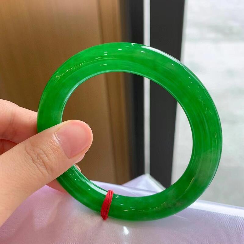 Ice Jadeite Green with Floating Flowers, Burmese Imitation Bracelet, Glass Type, High Ice, Women's Bracelet, Good Luck Bracelet, Bracelet for Photos, Children's Bracelet