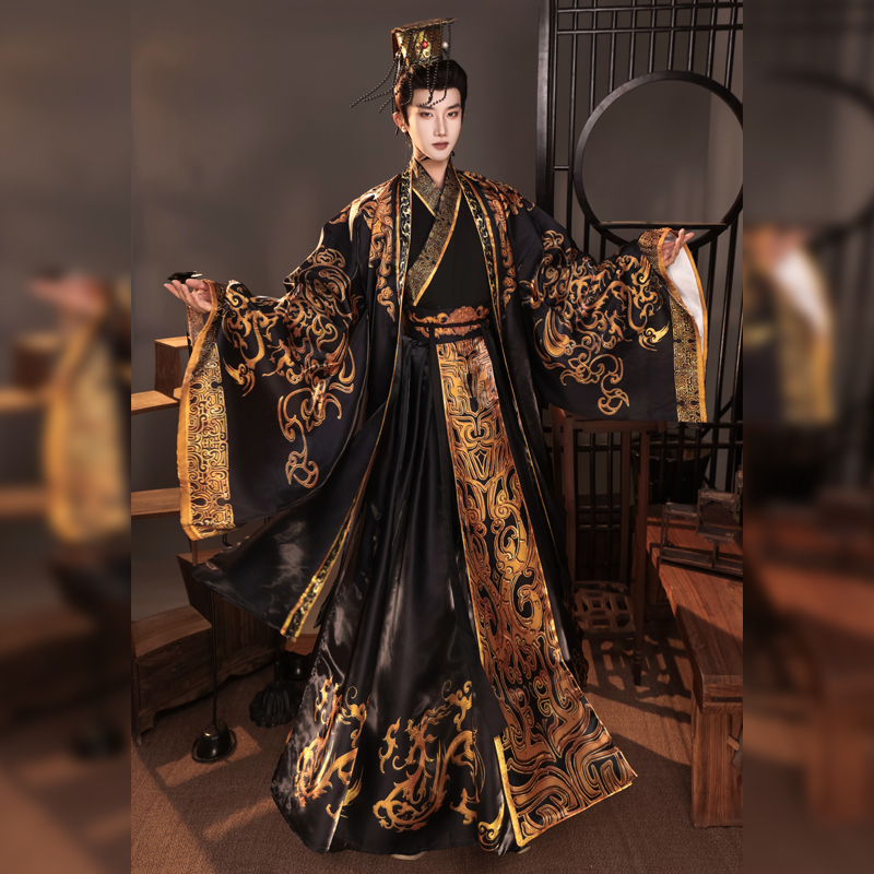 Film and Television Ancient Costume Qin and Han Dynasty Emperor Black Dragon Robe Qin Shihuang Ying Zheng Han Wudi Ancient Emperor Hanfu Male Official Attire Film and Television Ancient Costume Qin and Han Dynasty Emperor Black Dragon Robe Qin Shihuang Ying Zheng Han Wudi Ancient Emperor Hanfu Male Official Attire