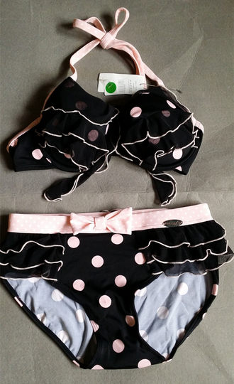 Купальник бикини с подкладкой и эффектом пуш-ап, серия Fendis в горошек, размер L, модель FS0410, модный комплект из двух предметов для отдыха на курортах, оригинал, 599